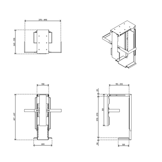 Dataflex Viewmate CPU Houder Zilver- bureau 302 + Slot