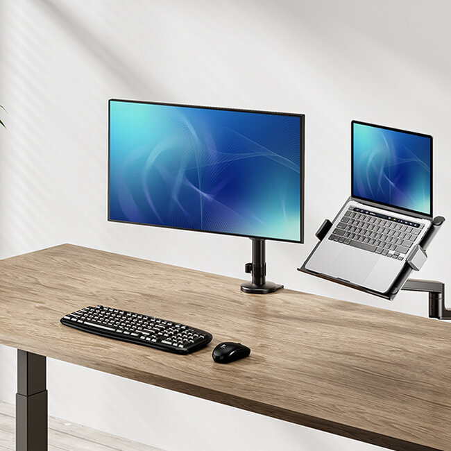 Neomounts DS20-425BL1 Laptophouder monitorarm 11.6-17.3" - ruimtebesparend