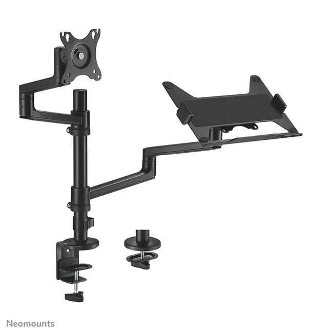 Neomounts DS20-425BL2 Monitorarm met laptophouder 17-27" - ruimtebesparend