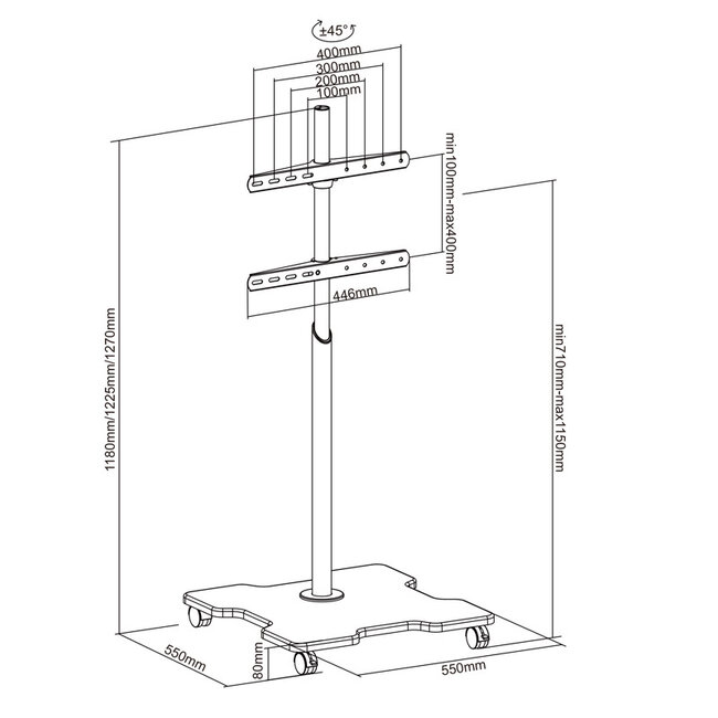 XTRARM  Arius TV Standaard Zwart met X Voet