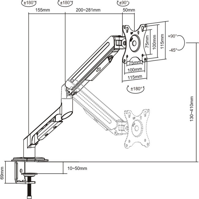 DQ  Milla  Flexibele  Monitorbeugel t/m 32 inch