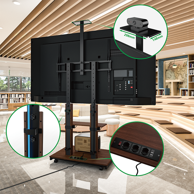 XTRARM  Duolite Verrijdbare TV Vloerstandaard Walnoot