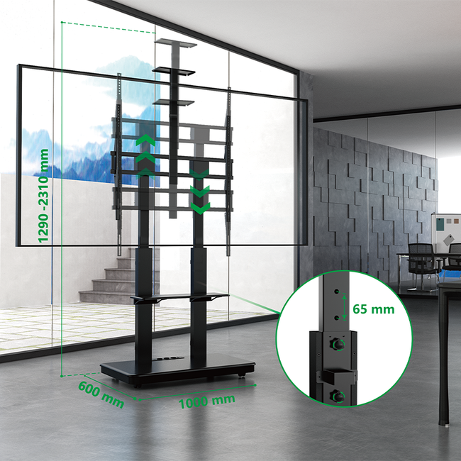 XTRARM  Duolite Verrijdbare TV Vloerstandaard Zwart