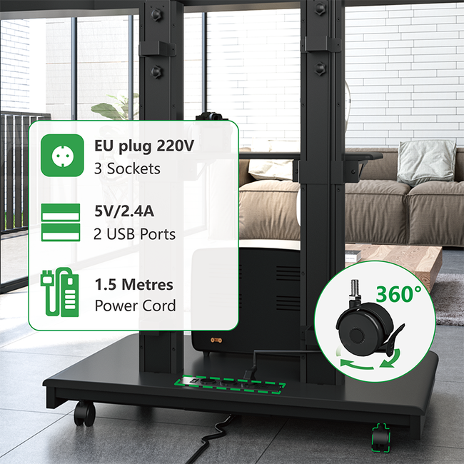 XTRARM  Duolite Verrijdbare TV Vloerstandaard Zwart