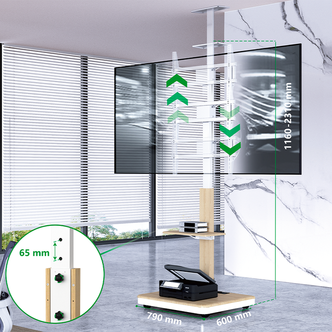 XTRARM  Elite Verrijdbare TV Standaard Wit/Beuken Manueel