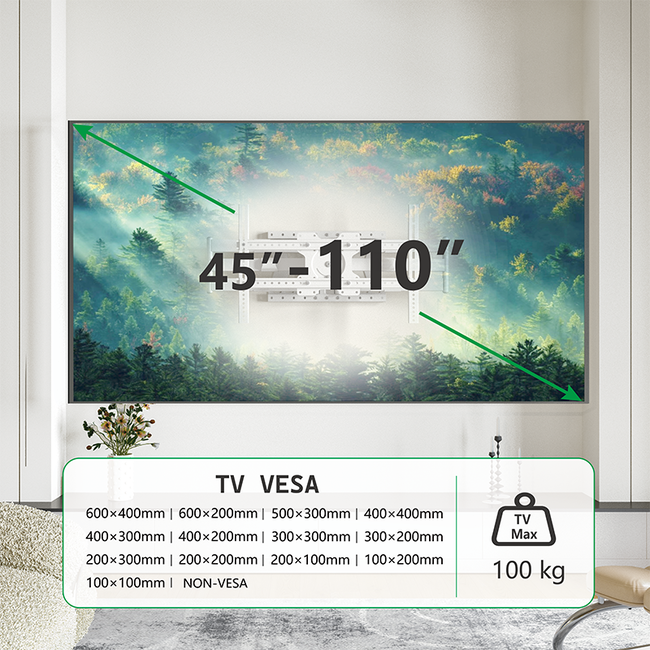 XTRARM  Cratos 100 cm Double 600 TV Beugel White