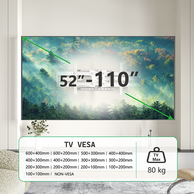 XTRARM  Cratos 120 cm Double 600 TV Beugel White