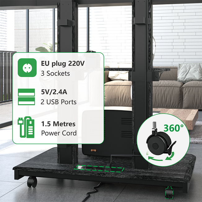 XTRARM  Duolite Verrijdbare Elektrische TV Vloerstandaard Zwart