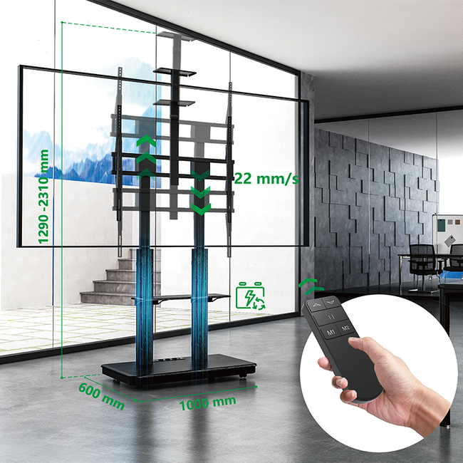 XTRARM  Duolite Verrijdbare Elektrische TV Vloerstandaard Zwart