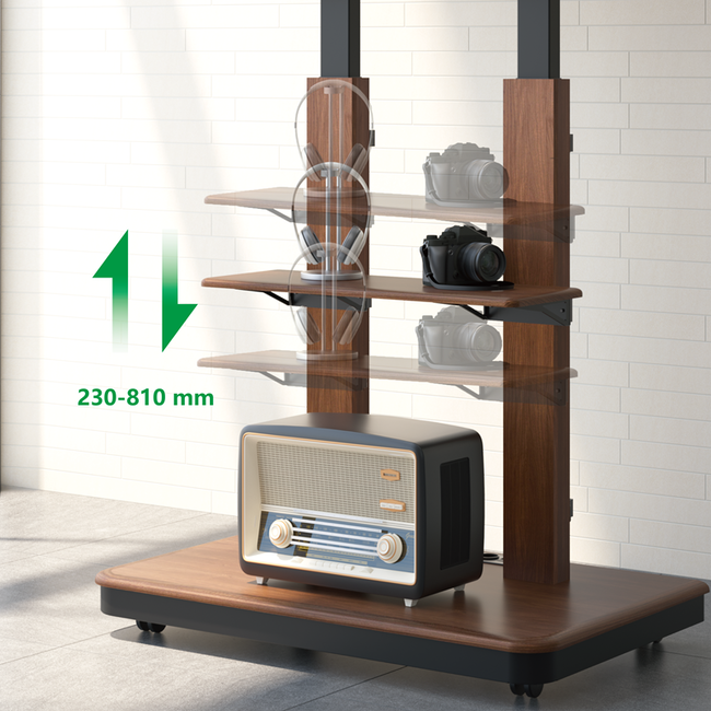 XTRARM  Duolite Verrijdbare Elektrische TV Standaard  Walnoot