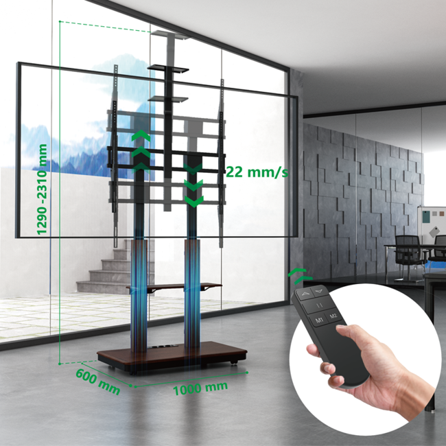 XTRARM  Duolite Verrijdbare Elektrische TV Standaard  Walnoot