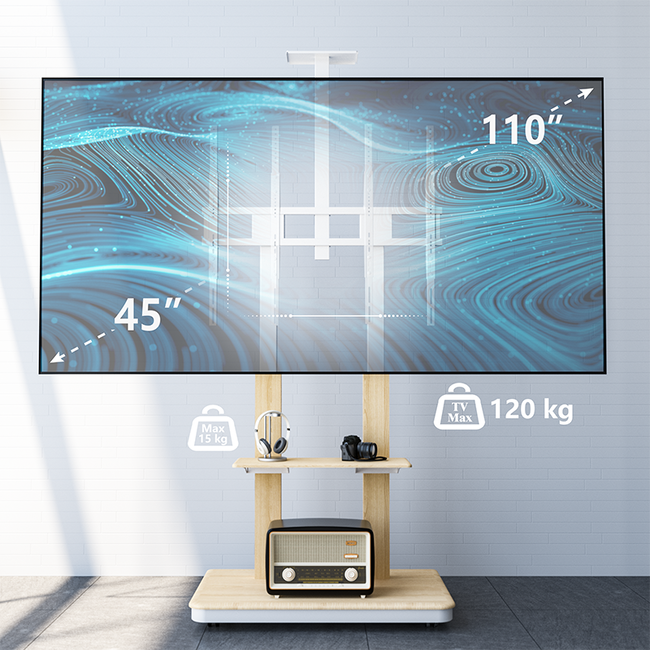 XTRARM  Duolite Verrijdbare TV Standaard Wit/Beuken