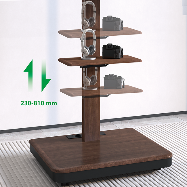 XTRARM  Elite Verrijdbare TV Vloerstandaard Walnoot Manueel