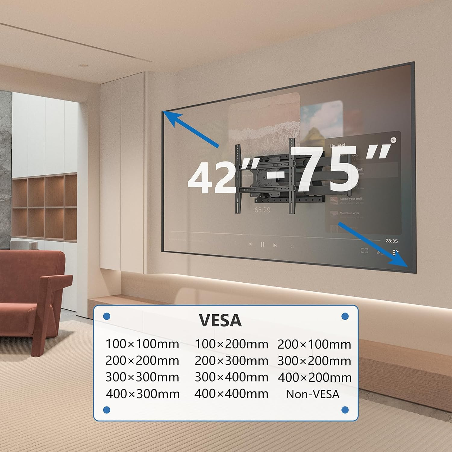 DQ Hercules Flex 400 2.0 120 cm Draai- en Kantelbare TV Beugel