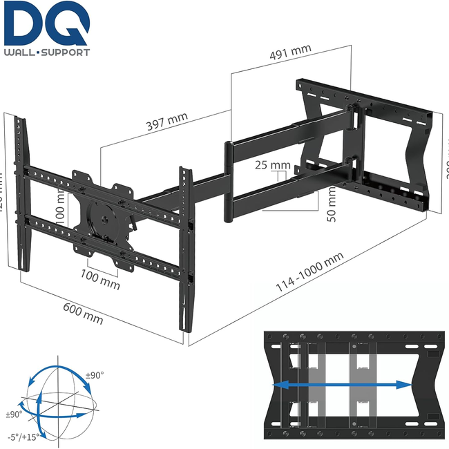 DQ  Hercules Flex 600  2.0 100 cm TV Beugel