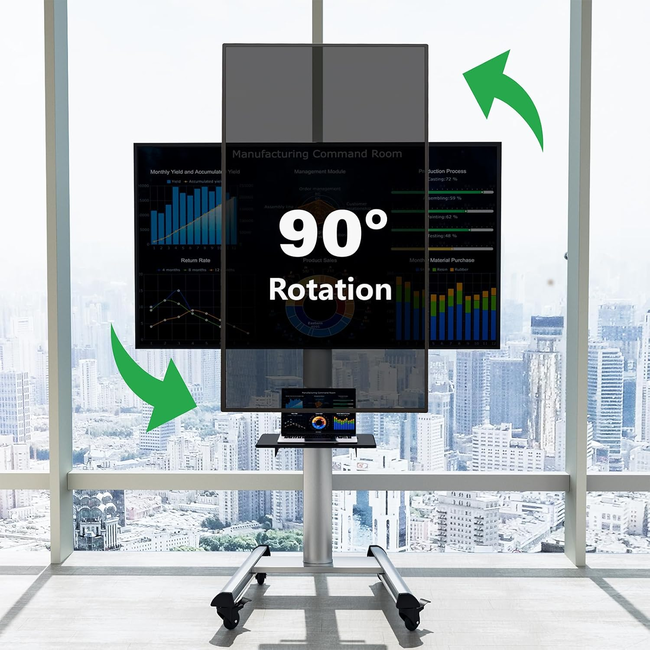 XTRARM  Proton 500 Verrijdbare TV Standaard Aluminium = Met 2 stopcontacten en 2 USB poorten
