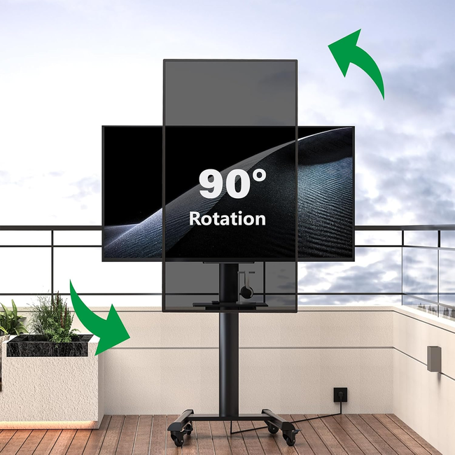 XTRARM  Proton 500  Verrijdbare TV Vloerstandaard Zwart - Met 2 stopcontacten en 2 USB poorten