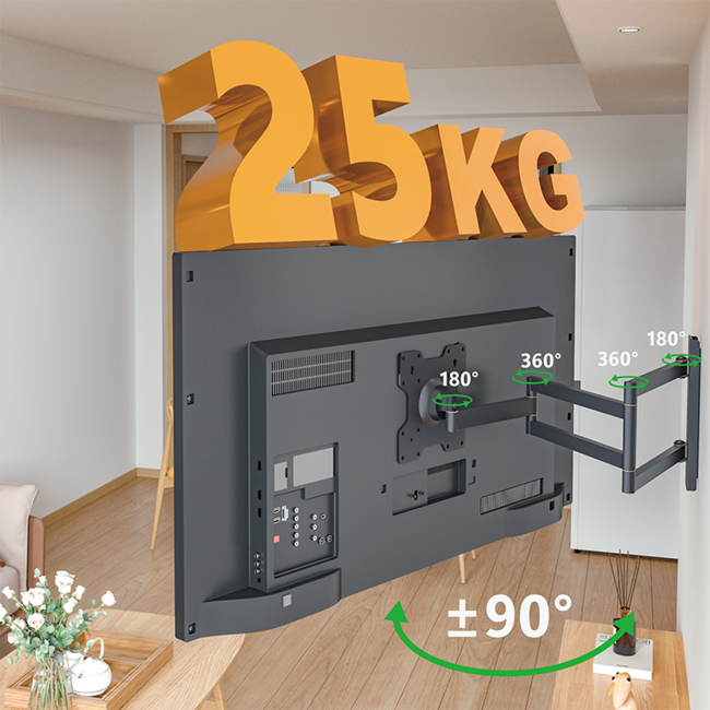 XTRARM  Axis XL 108,5 cm Draai- en Kantelbare TV Beugel Zwart