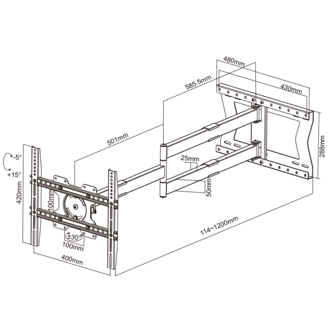 XTRARM  Ferrom 120 cm TV Beugel White