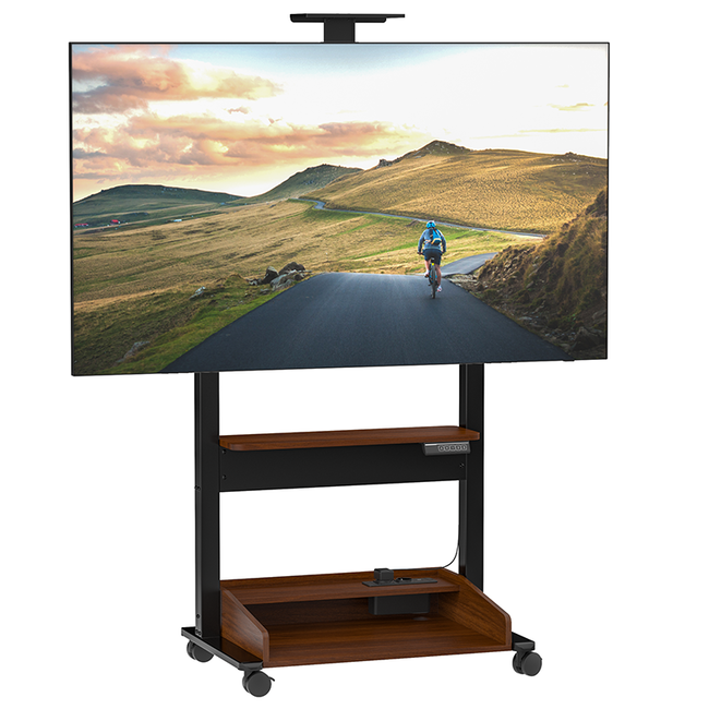 DQ  Zelos Elektrische TV Vloerstandaard Zwart / Walnoot