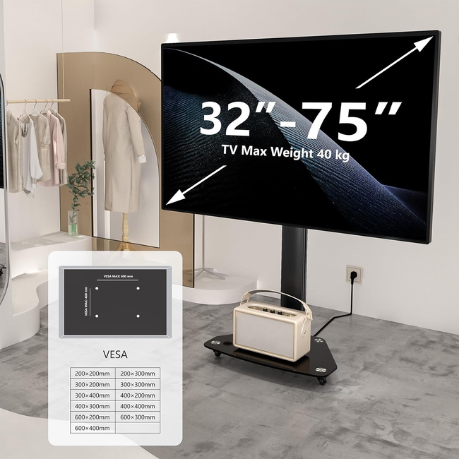 XTRARM  Proton 100 Verrijdbare TV Standaard Zwart