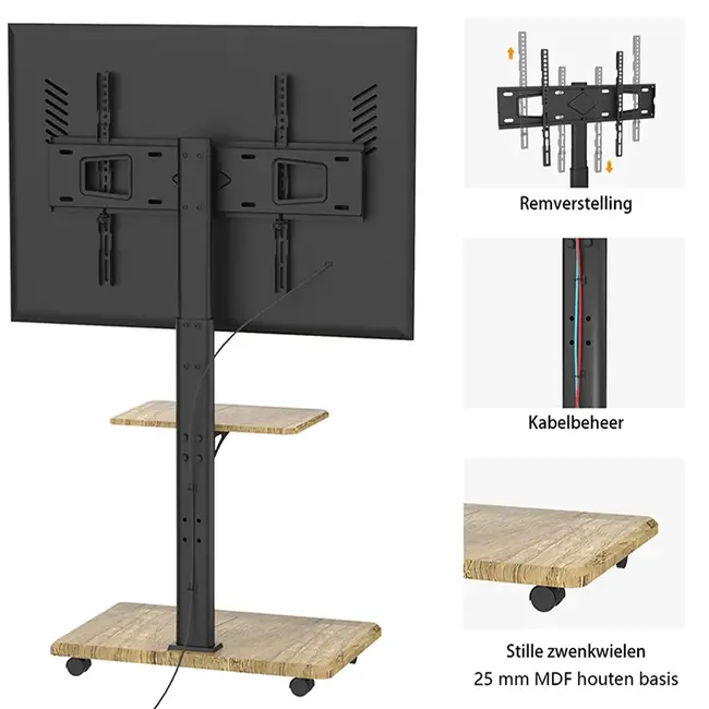 XTRARM  Delphos TV Vloerstandaard  Kersen Verrijdbaar