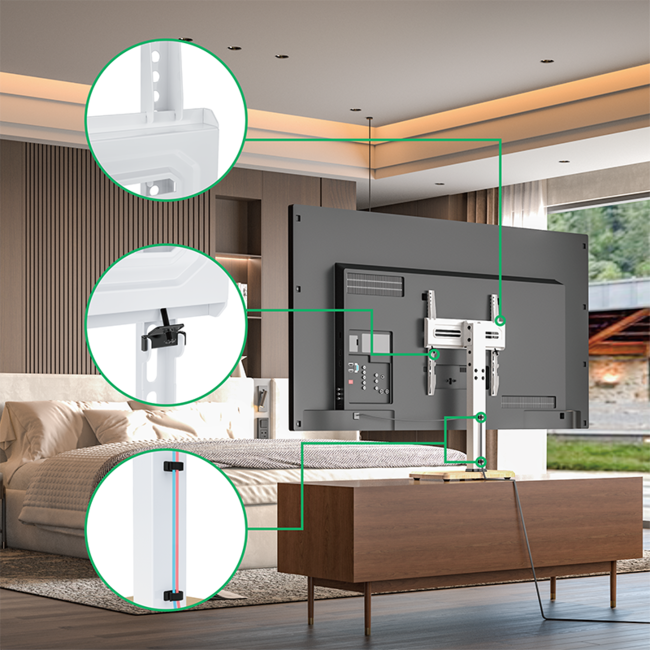 XTRARM  XTR TS1025 TV Tafelstandaard - Wit/Eiken - 32-65 inch