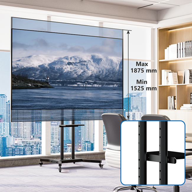 DQ  Cato 600 TV Vloerstandaard  Verrijdbaar -  Met 2 stopcontacten en 2 USB  poorten