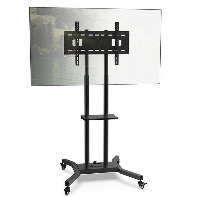 DQ  Cato 600 TV Vloerstandaard  Verrijdbaar -  Met 2 stopcontacten en 2 USB  poorten