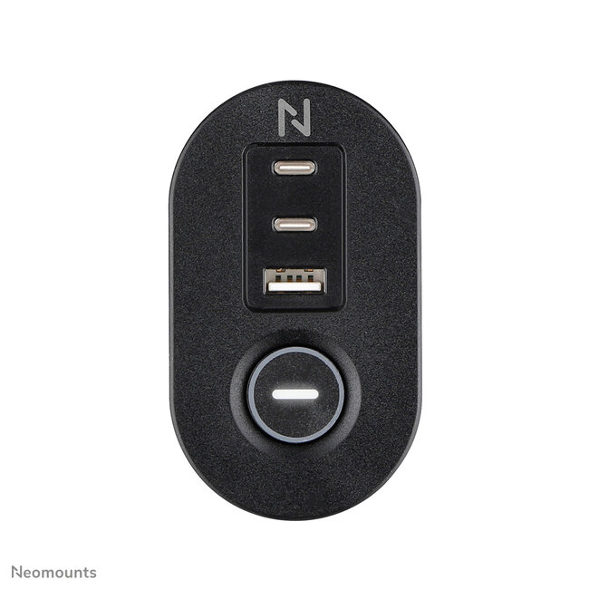 Neomounts DS22-840BL6 Bureaucontactdoos met klem en USB-C en USB-A poorten - Quick-charge