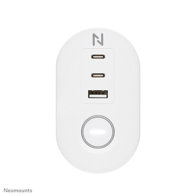 Neomounts DS22-840WH6 Bureaucontactdoos met klem en USB-C en USB-A poorten - Quick-charge