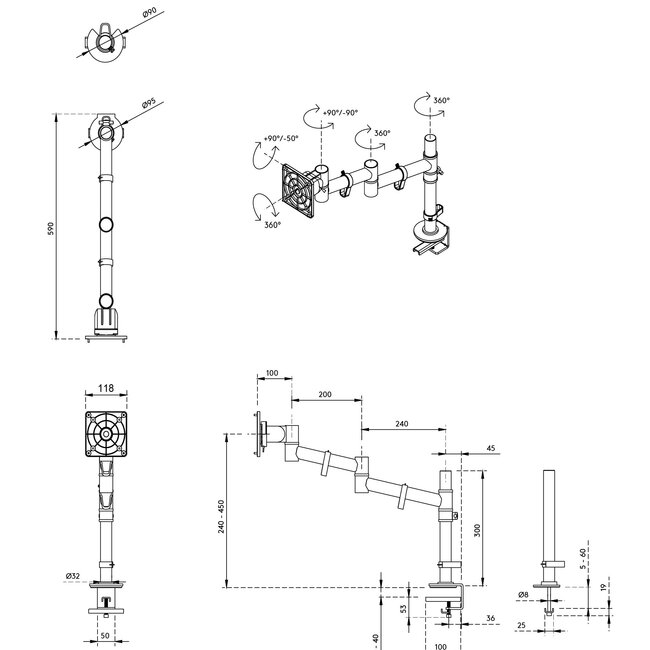Dataflex Viewgo Monitorarm Zwart - Bureau 123