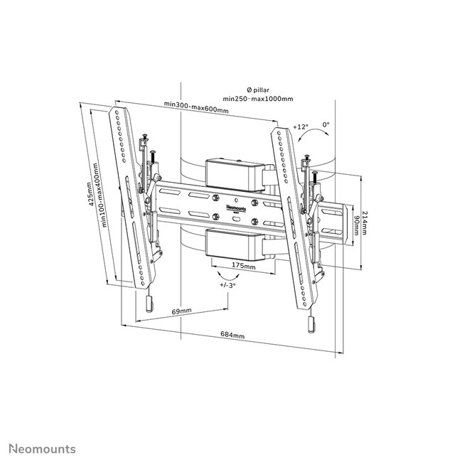 Neomounts WL35S-910BL16 TV Pilaarsteun Kantelbaar