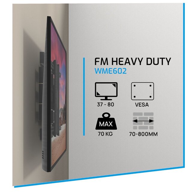 Cavus WME602 Draaibare & Kantelbare Tv Beugel Full Motion Heavy Duty - 37 - 80 Inch