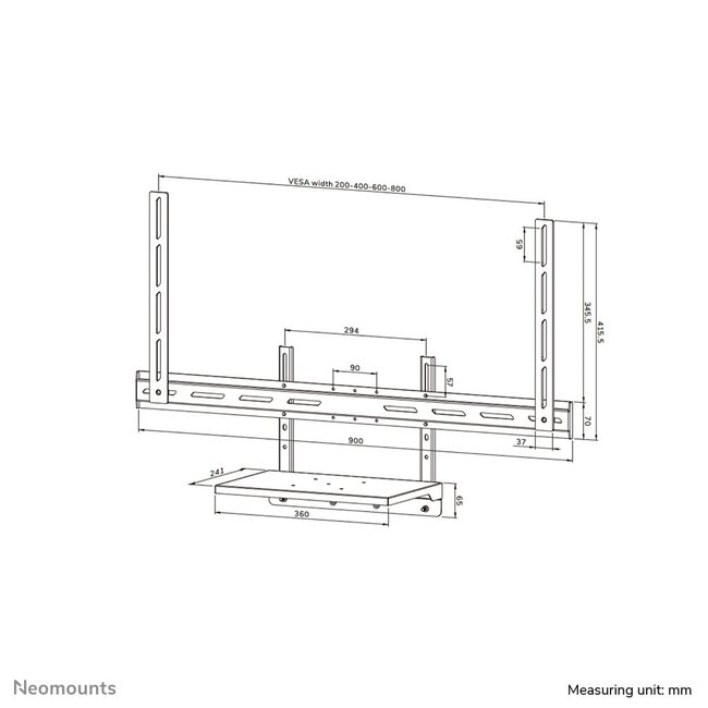 Neomounts AV45-500BL Laptophouder kit 43-110" - VESA - max 2,5 kg - universeel