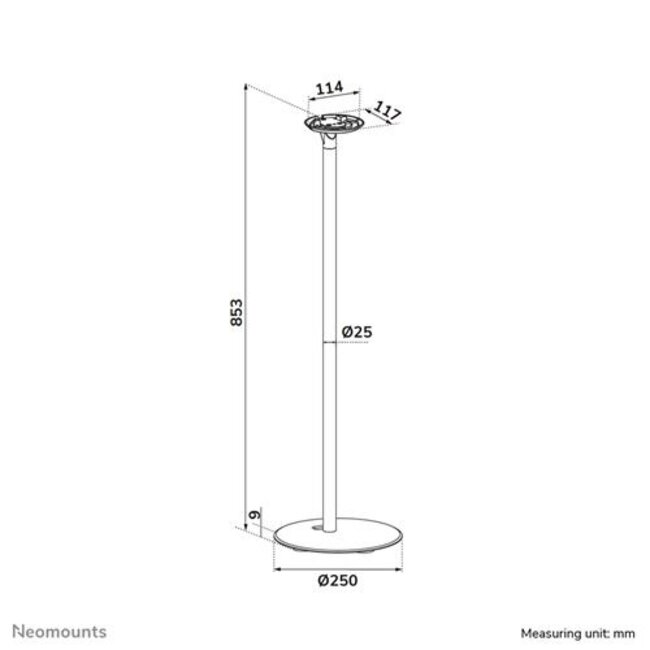 Neomounts FL45-721BL1 Vloerstandaard voor Sonos Era 100 - 85 cm hoogte - zwart
