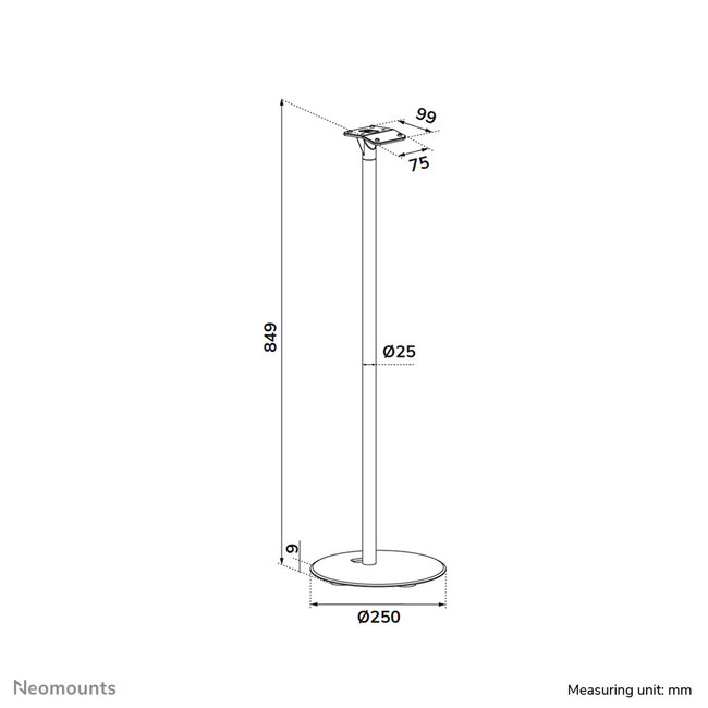 Neomounts FL45-723WH1 Vloerstandaard voor Sonos Era 300 - 85 cm hoogte - wit