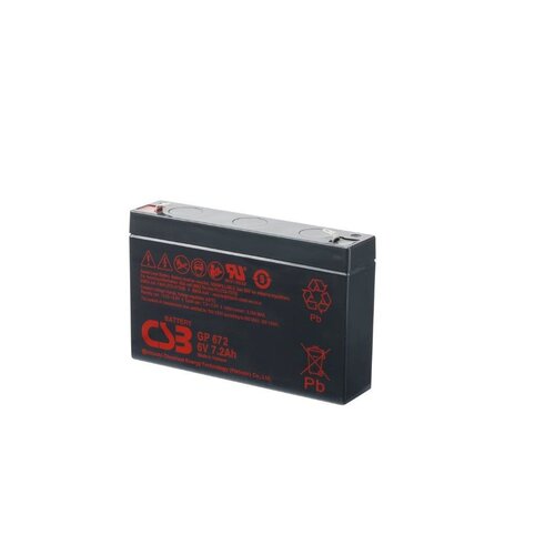 CSB CSB GP672, Sealed Lead Acid (VRLA), 6 V, Zwart, 7200 mAh, ISO 9001, ISO 14001, 34 x 151 x 100 mm