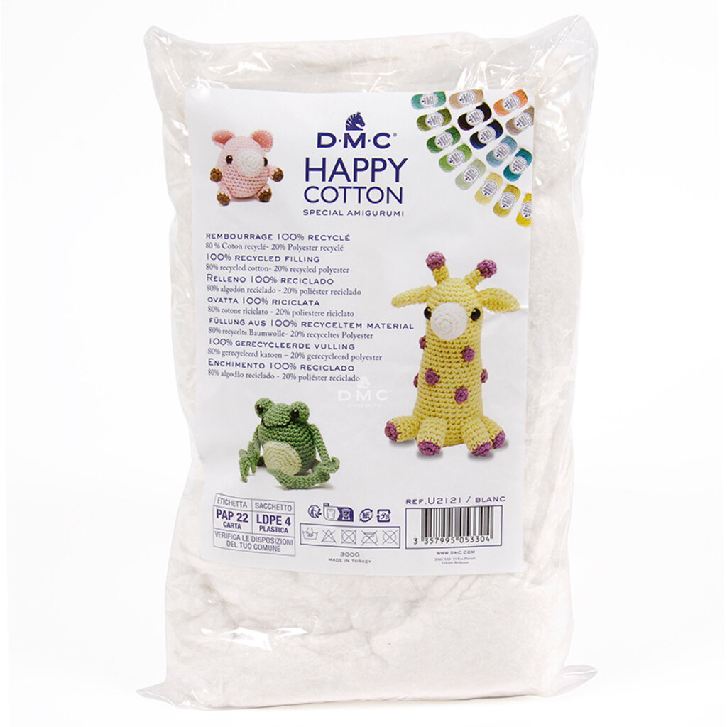 DMC  Happy Cotton – Ouate de rembourrage en coton recyclé, blanc