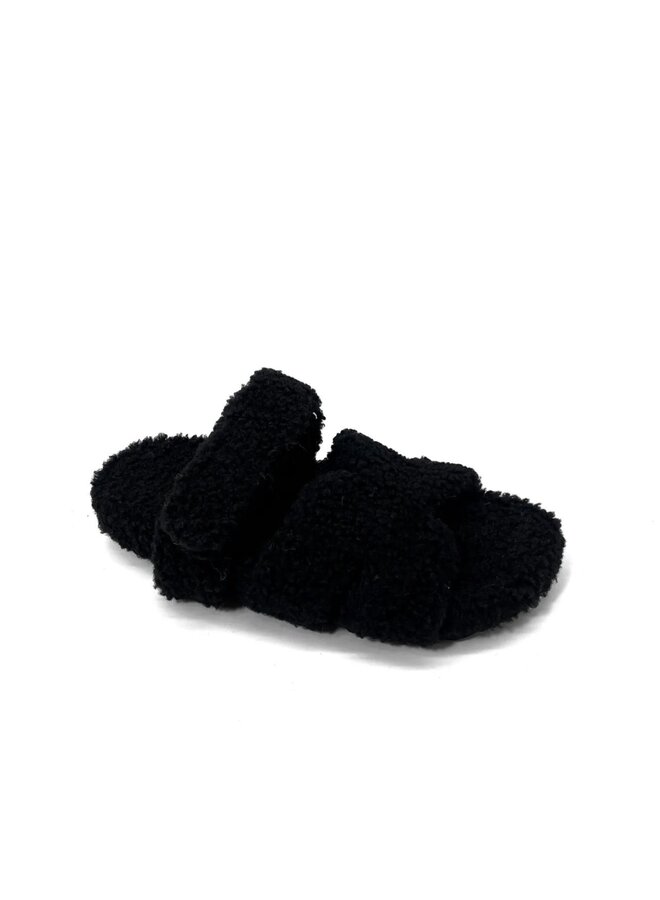 FLUFFY SLIDES ZWART