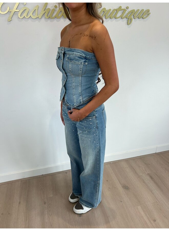 DENIM DIAMOND TOP STRETCH (DEEL VAN SET)