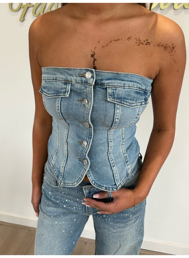 DENIM DIAMOND TOP STRETCH (DEEL VAN SET)
