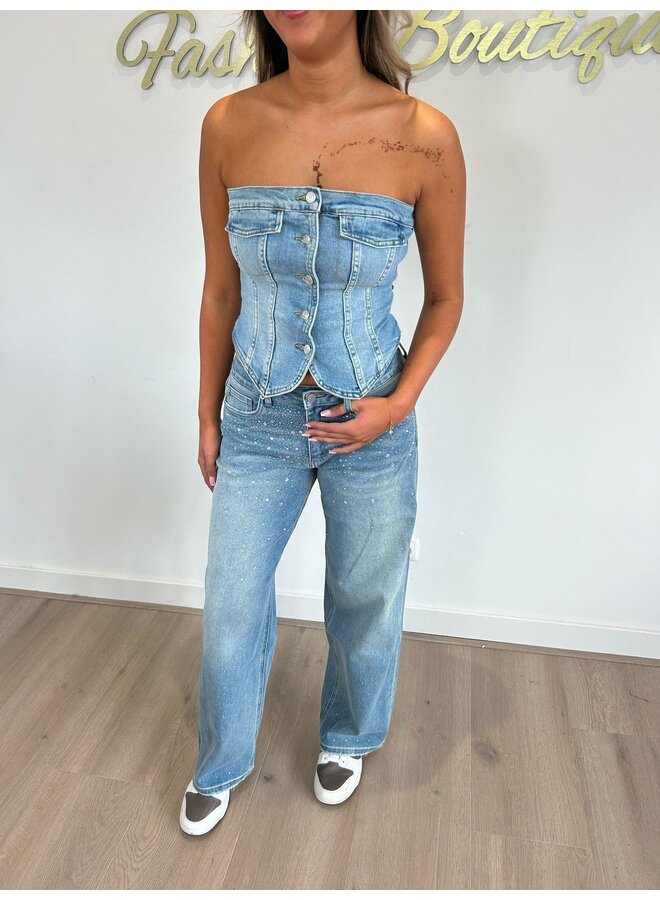 DENIM DIAMOND TOP STRETCH (DEEL VAN SET)