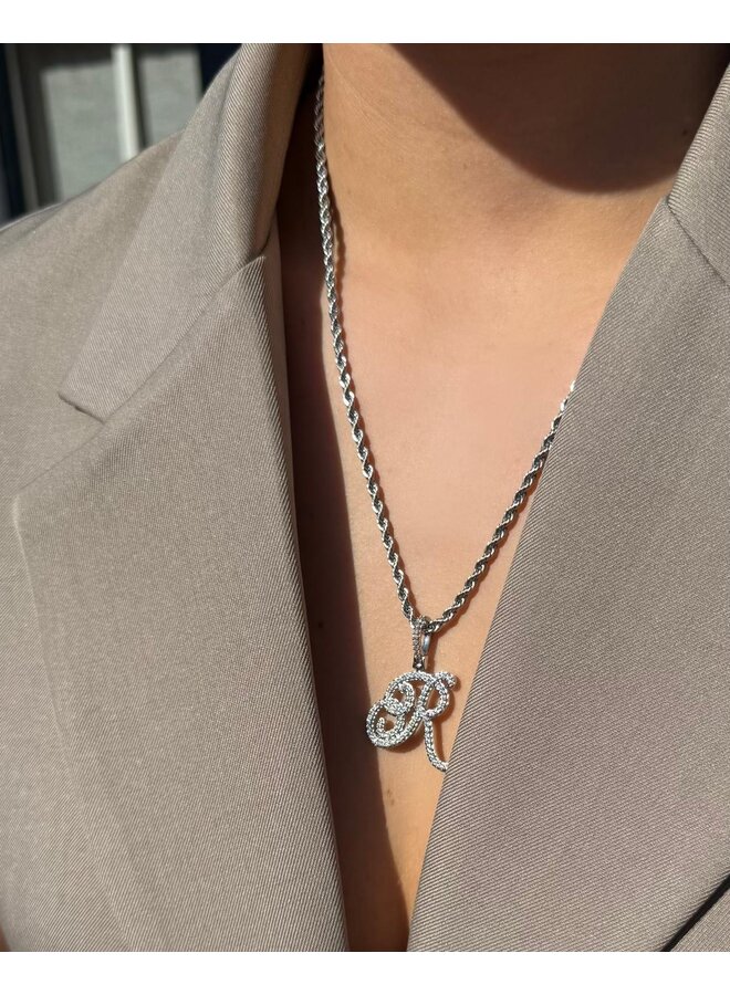 INITIAL SPARKLE NECKLACE SILVER