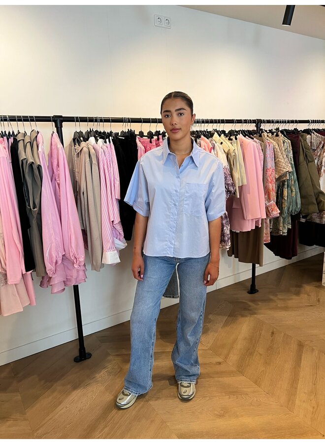 BASIC BOXY FIT BLOUSE BLAUW