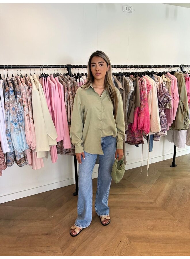 SUEDE LOOK GREEN OVERSIZED BLOUSE