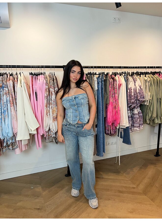 DENIM DIAMOND TOP STRETCH (DEEL VAN SET) - Copy