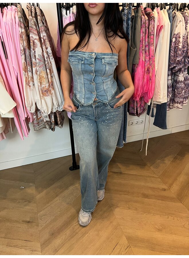 DENIM DIAMOND TOP STRETCH (DEEL VAN SET)