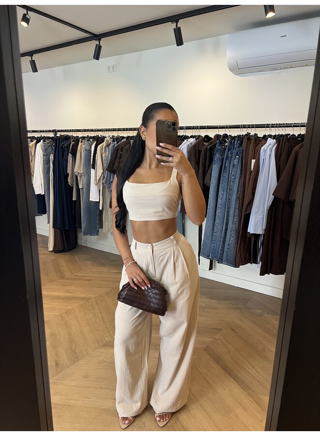 'SUSY' LINNEN/COTTON TWO PIECE BEIGE