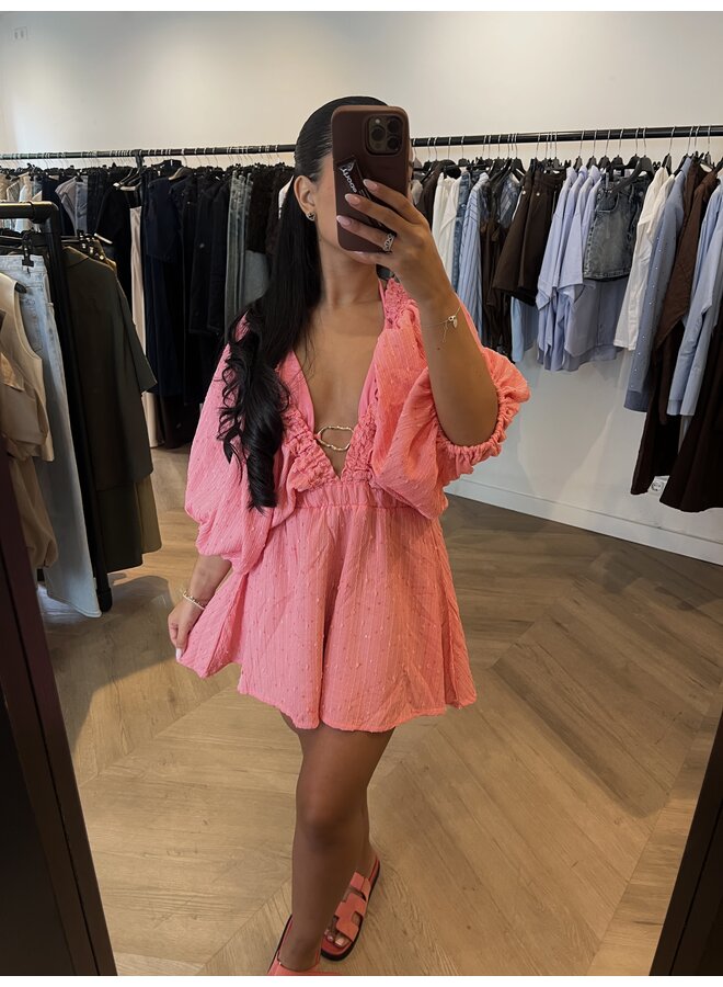 JUMPSUIT BEACHY KORAAL ROZE (heeft matching bikini)